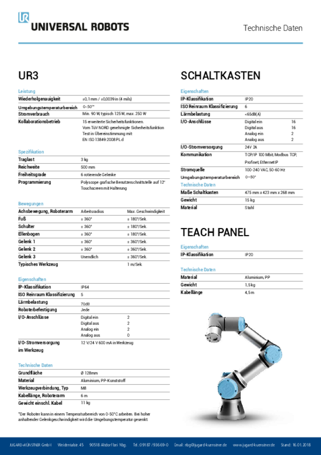 UR3 Technische Spezifikationen